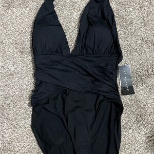 La Blanca halter Black One Piece Swimsuit